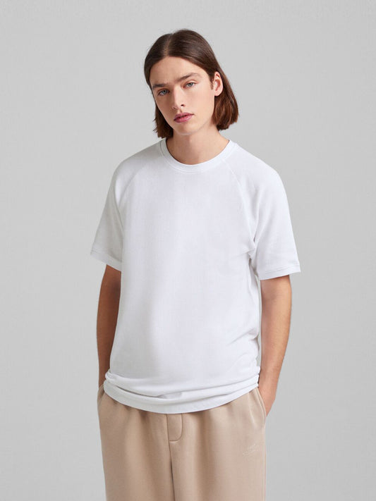 Waffle Knite Piqué Loose Fit T-Shirt with Raglan Sleeves
