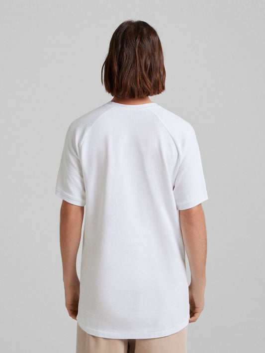 Waffle Knite Piqué Loose Fit T-Shirt with Raglan Sleeves