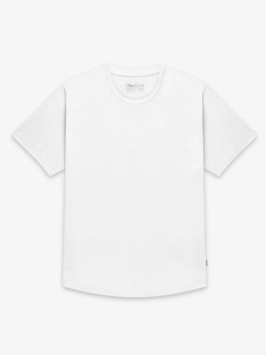 Weißes T-Shirt mit abgerundetem Saum